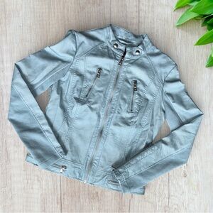 Sam Edelman Baby Blue Faux Leather Moto Jacket Size S